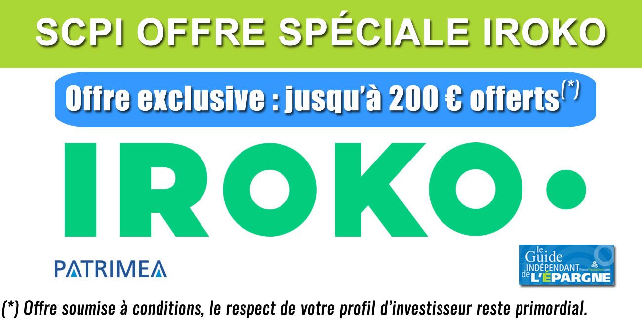 Offre exclusive : jusqu'à 200 euros offerts pour votre souscription de parts de la SCPI IROKO ZEN, sans frais d'entrée, labelisée ISR Offre exclusive : jusqu'à 200 euros offerts pour votre souscription de parts de la SCPI IROKO ZEN, sans frais d'entrée, labelisée ISR