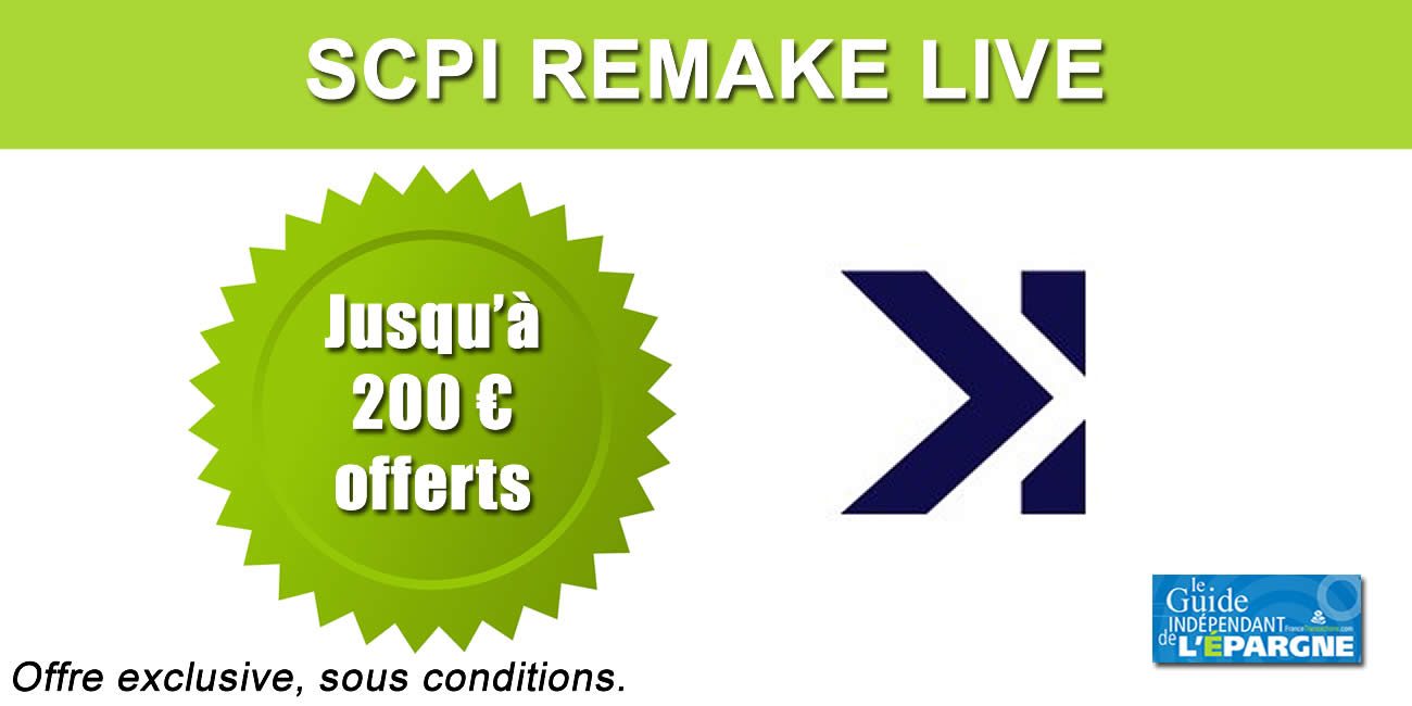 SCPI Remake Live : 0% de frais de souscription et jusqu'à 200€ offerts lors de votre première souscription SCPI Remake Live : 0% de frais de souscription et jusqu'à 200€ offerts lors de votre première souscription