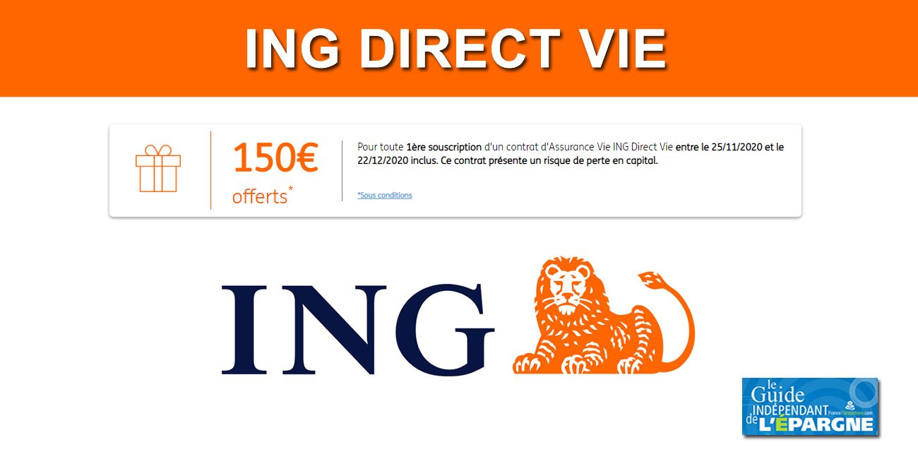 Assurance-Vie ING Direct Vie : 150€ offerts pour 300€ versés, jusqu'au 22 décembre 2020